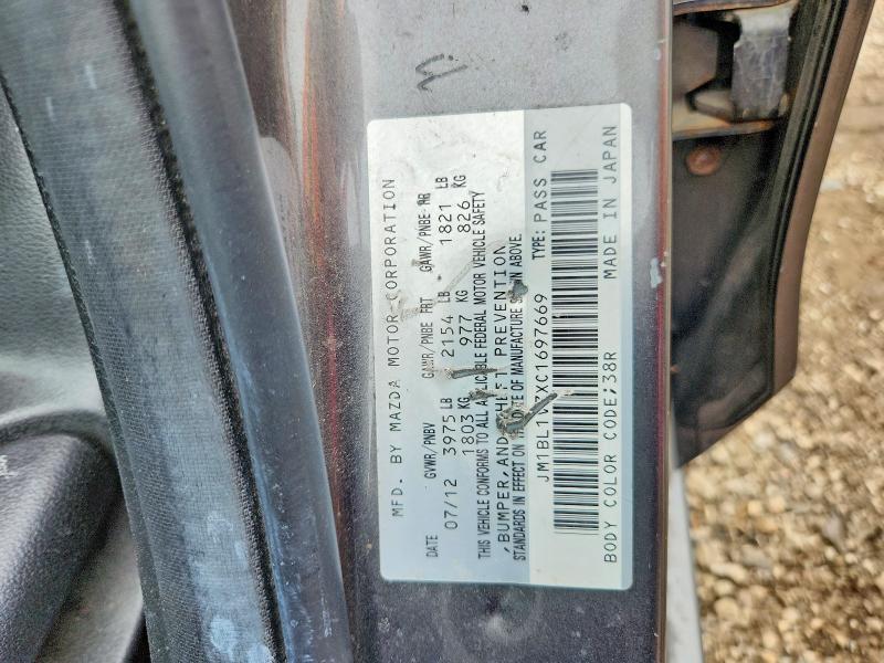 68854986 :رقم المزاد ، JM1BL1V7XC1697669 vin ، 2012 Mazda Mazda3 مزاد بيع
