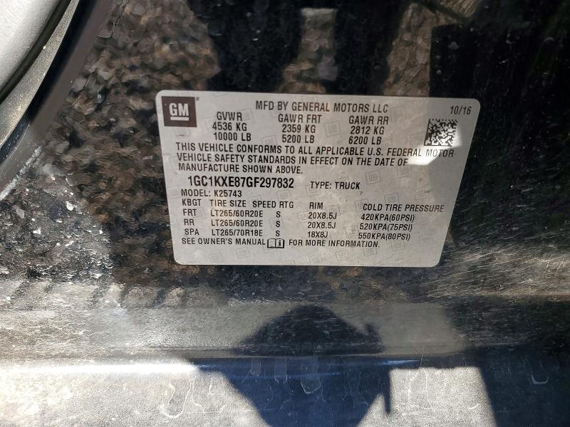 68490836 :رقم المزاد ، 1GC1KXE87GF297832 vin ، 2016 Chevrolet Silverado مزاد بيع