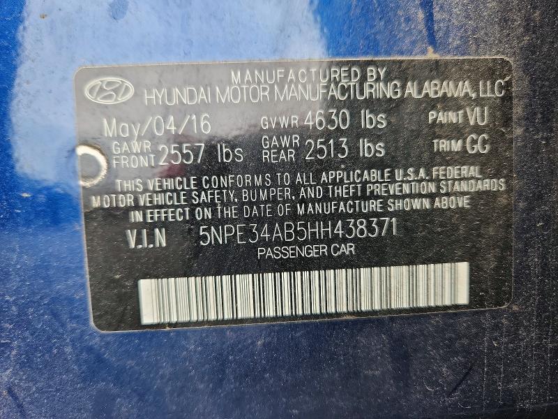 Aukcja sprzedaży 2017 Hyundai Sonata, vin: 5NPE34AB5HH438371, numer aukcji: 70844566