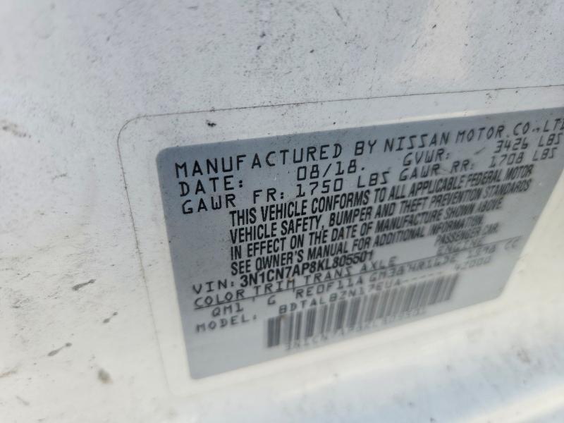 Auction sale of the 2019 Nissan Versa, vin: 3N1CN7AP8KL805501, lot number: 69541816