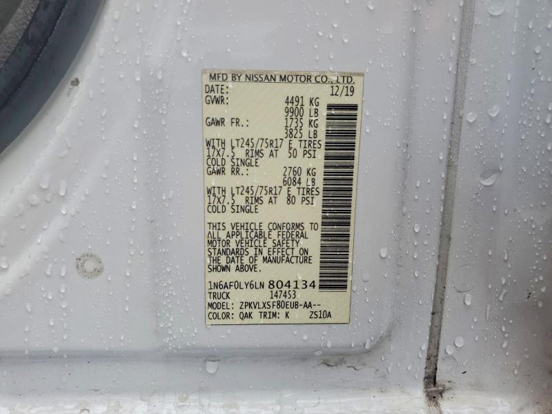 2020 Nissan Nv მანქანა იყიდება აუქციონზე, vin: 1N6AF0LY6LN804134, აუქციონის ნომერი: 70712456