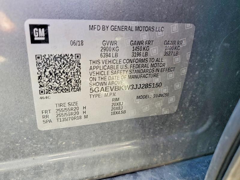 67749876 :رقم المزاد ، 5GAEVBKW3JJ285150 vin ، 2018 Buick Enclave مزاد بيع