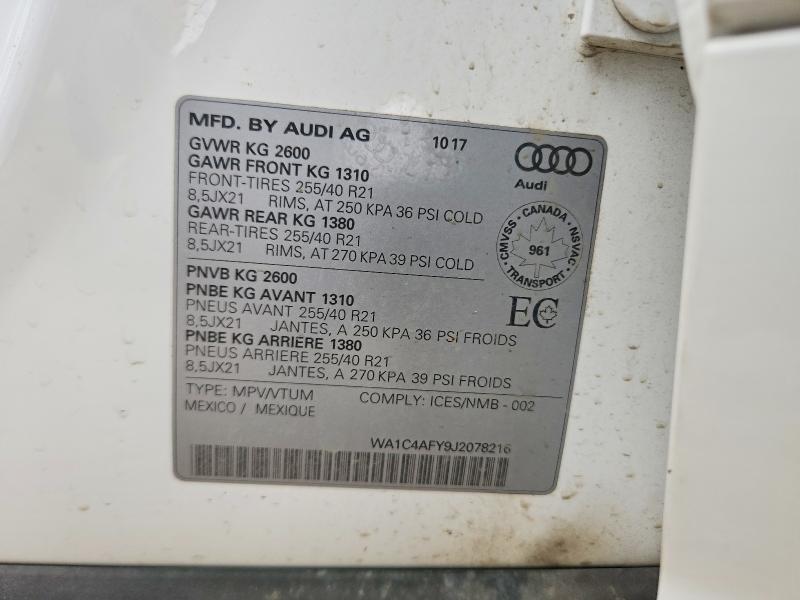 Aukcja sprzedaży 2018 Audi Sq5, vin: WA1C4AFY9J2078216, numer aukcji: 68316146