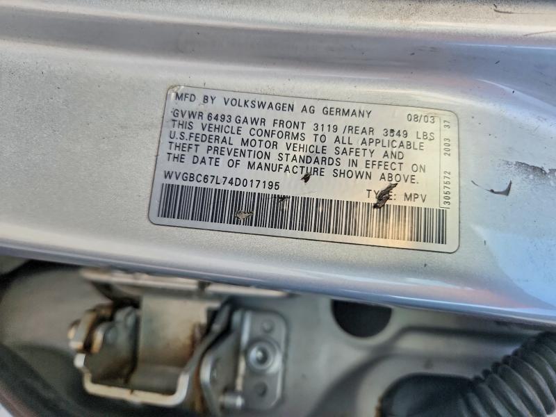 2004 Volkswagen Touareg მანქანა იყიდება აუქციონზე, vin: WVGBC67L74D017195, აუქციონის ნომერი: 68349226