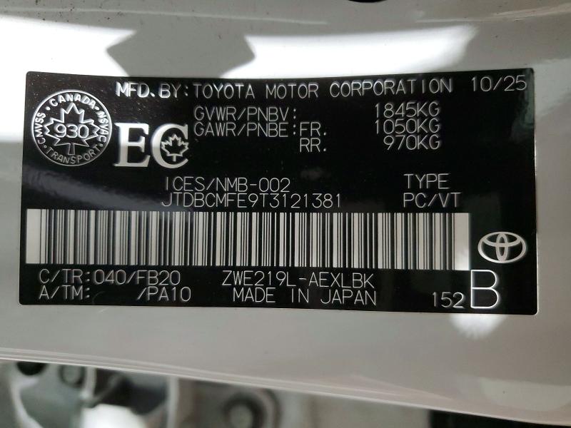 Продажа на аукционе авто 2026 Toyota Corolla, vin: JTDBCMFE9T3121381, номер лота: 69585216