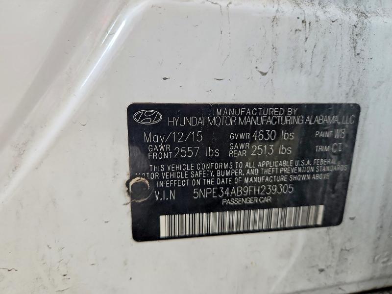 2015 Hyundai Sonata მანქანა იყიდება აუქციონზე, vin: 5NPE34AB9FH239305, აუქციონის ნომერი: 69107256