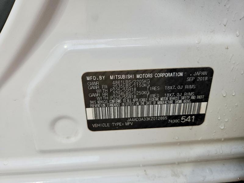 Aukcja sprzedaży 2019 Mitsubishi Outlander, vin: JA4AD3A33KZ012865, numer aukcji: 67435476