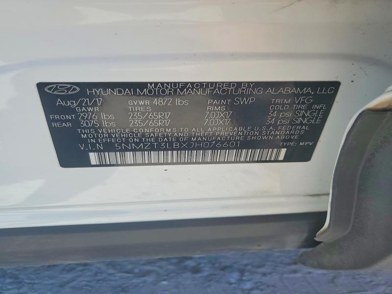 68135126 :رقم المزاد ، 5NMZT3LBXJH076601 vin ، 2018 Hyundai Santa Fe Sport مزاد بيع