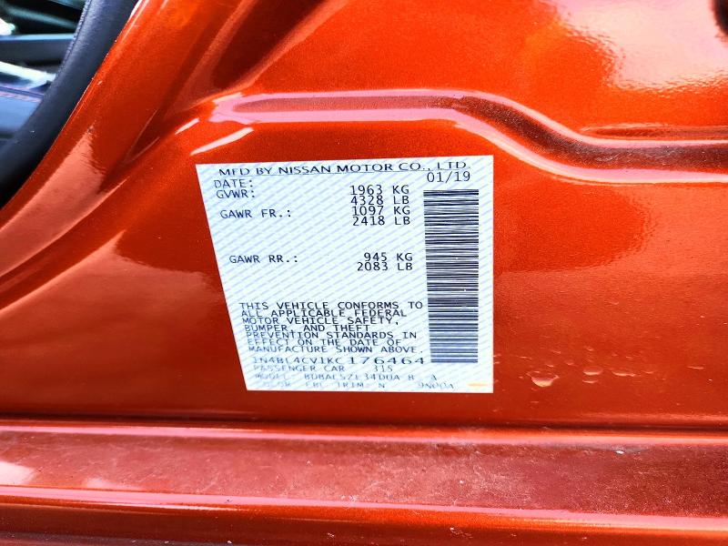 67591536 :رقم المزاد ، 1N4BL4CV1KC176464 vin ، 2019 Nissan Altima مزاد بيع