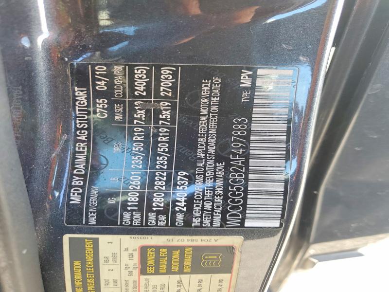 70498326 :رقم المزاد ، WDCGG5GB2AF497883 vin ، 2010 Mercedes-benz Glk مزاد بيع