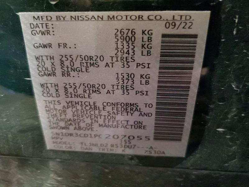 68850026 :رقم المزاد ، 5N1DR3CD1PC207055 vin ، 2023 Nissan Pathfinder مزاد بيع