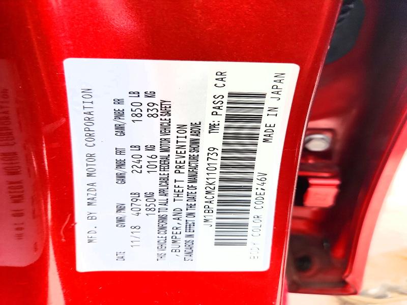 2019 Mazda 3 მანქანა იყიდება აუქციონზე, vin: JM1BPACM2K1101739, აუქციონის ნომერი: 66532306