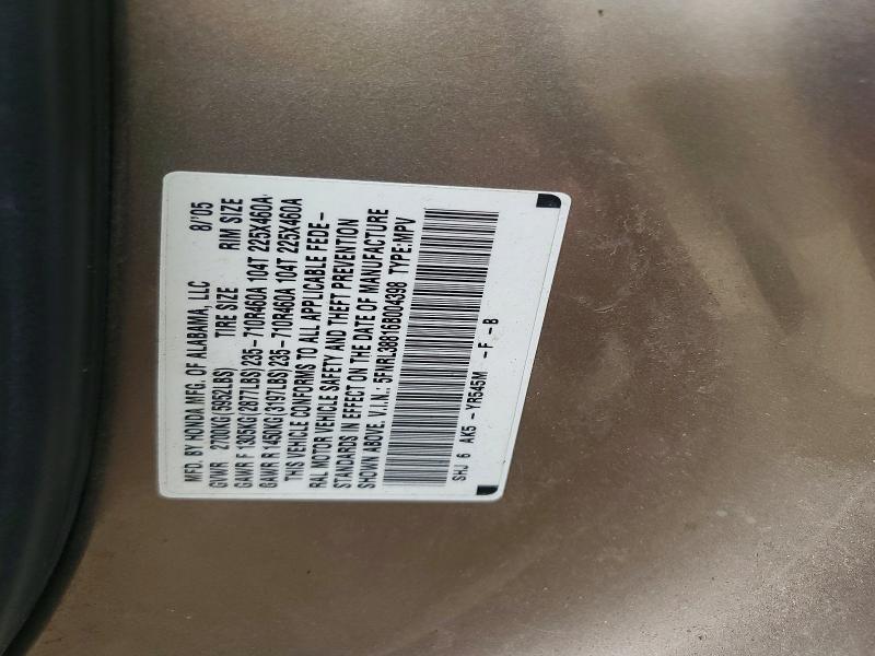 Продаж на аукціоні авто 2006 Honda Odyssey, vin: 5FNRL38816B004398, номер лоту: 68980696