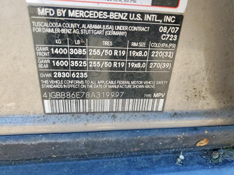 2008 Mercedes-benz Ml მანქანა იყიდება აუქციონზე, vin: 4JGBB86E78A319997, აუქციონის ნომერი: 68110676