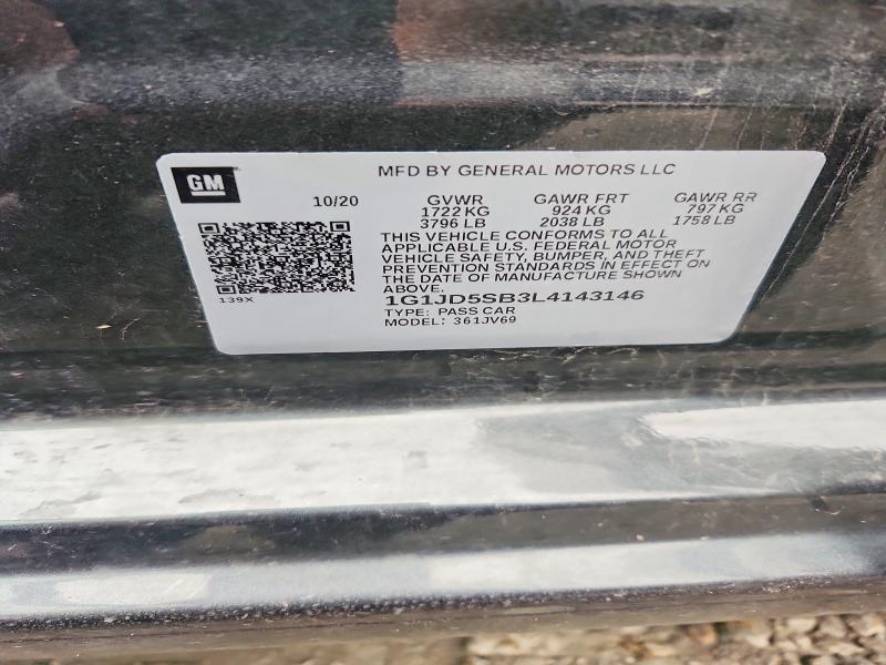 Aukcja sprzedaży 2020 Chevrolet Sonic, vin: 1G1JD5SB3L4143146, numer aukcji: 69378166