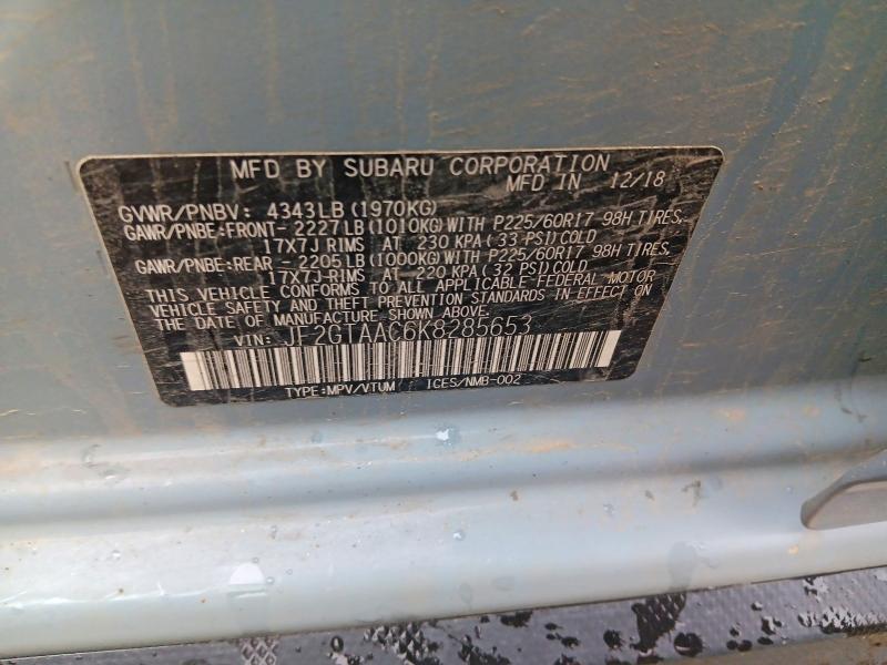 Aukcja sprzedaży 2019 Subaru Crosstrek, vin: JF2GTAAC6K8285653, numer aukcji: 68044106