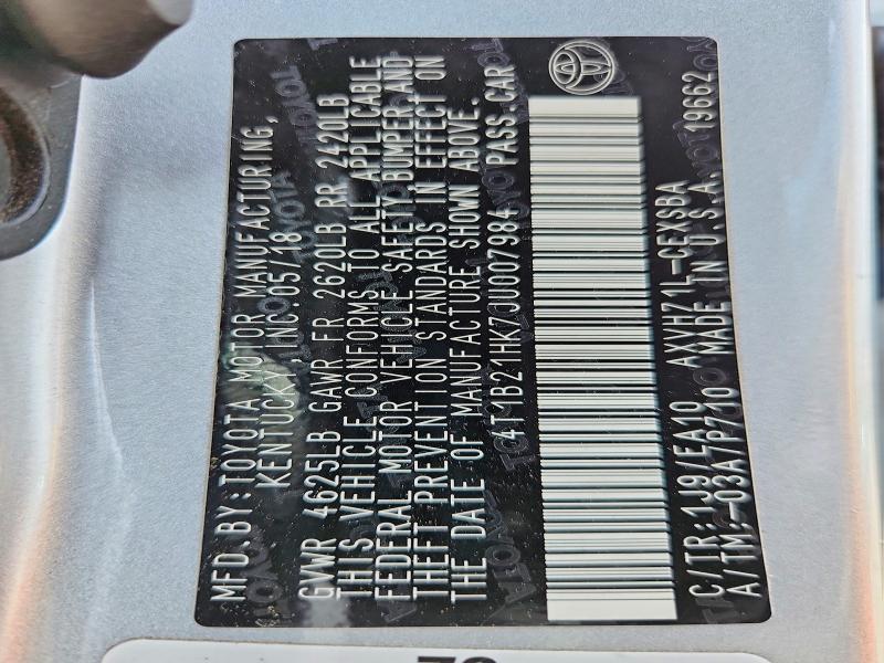 2018 Toyota Camry Hybrid მანქანა იყიდება აუქციონზე, vin: 4T1B21HK7JU007984, აუქციონის ნომერი: 70023286