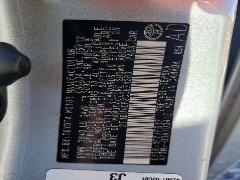 Продаж на аукціоні авто 2012 Toyota Corolla, vin: 2T1BU4EE8CC871280, номер лоту: 67865426