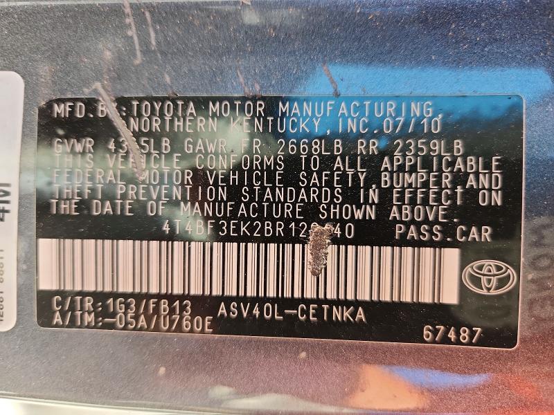 2011 Toyota Camry მანქანა იყიდება აუქციონზე, vin: 4T4BF3EK2BR129440, აუქციონის ნომერი: 68342836