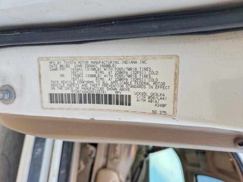 Продаж на аукціоні авто 2002 Toyota Sequoia, vin: 5TDBT48A22S123741, номер лоту: 67664056