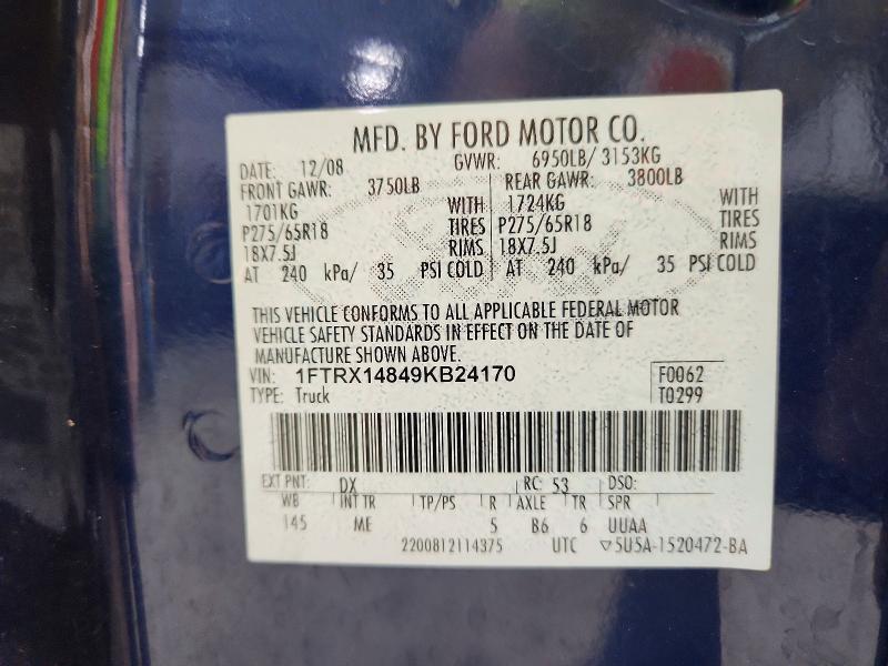 Продажа на аукционе авто 2009 Ford F150, vin: 1FTRX14849KB24170, номер лота: 68795156