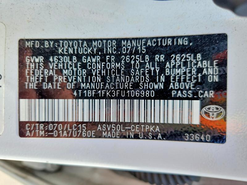 Aukcja sprzedaży 2015 Toyota Camry, vin: 4T1BF1FK3FU106980, numer aukcji: 69135116