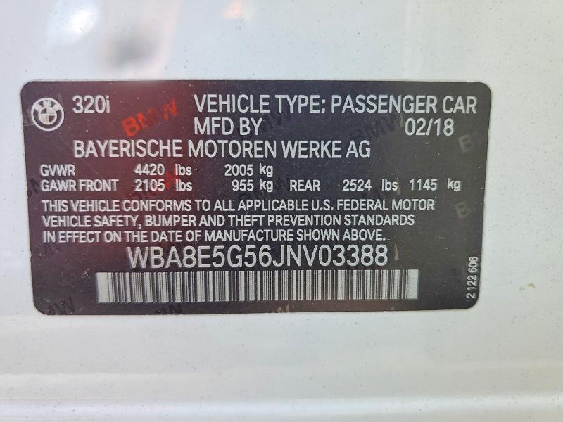 Продаж на аукціоні авто 2018 Bmw 320, vin: WBA8E5G56JNV03388, номер лоту: 68663486