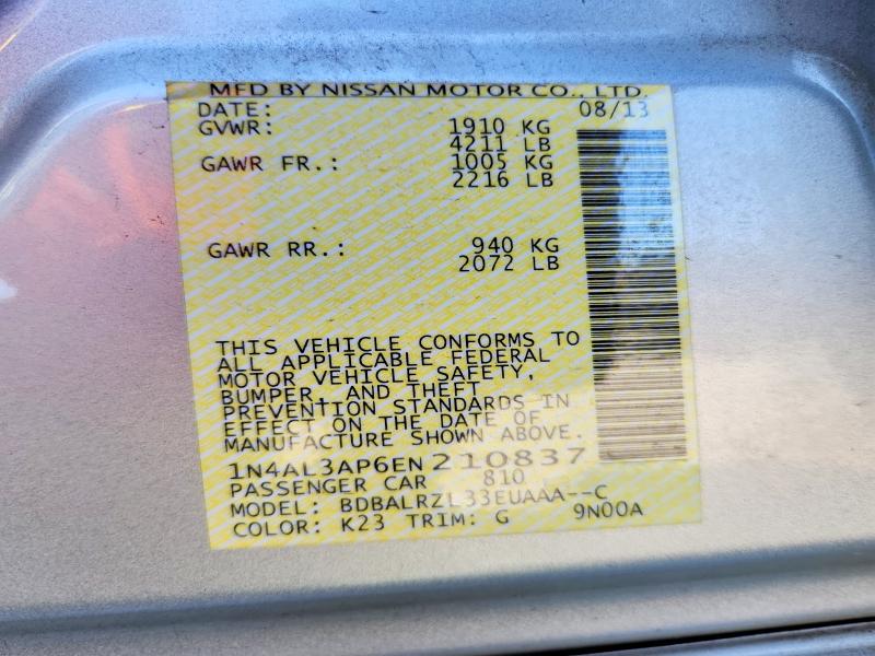 Aukcja sprzedaży 2014 Nissan Altima, vin: 1N4AL3AP6EN210837, numer aukcji: 67500076