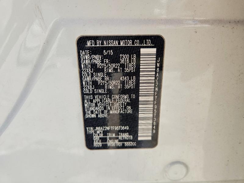 Aukcja sprzedaży 2015 Infiniti Qx80, vin: JN8AZ2NF7F9573649, numer aukcji: 70810266
