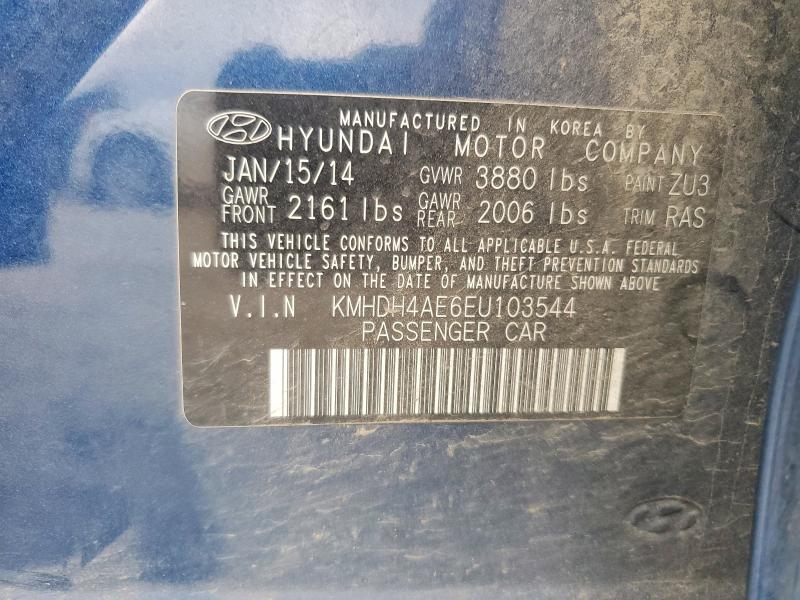 66940146 :رقم المزاد ، KMHDH4AE6EU103544 vin ، 2014 Hyundai Elantra مزاد بيع