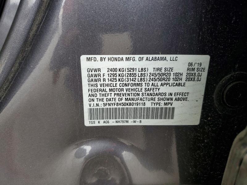 Aukcja sprzedaży 2019 Honda Passport, vin: 5FNYF8H50KB019118, numer aukcji: 68128506