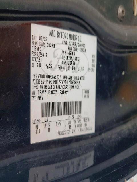 2005 Ford Explorer მანქანა იყიდება აუქციონზე, vin: 1FMZU63KX5UB31069, აუქციონის ნომერი: 68792316