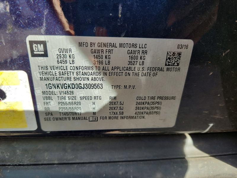 Продаж на аукціоні авто 2016 Chevrolet Traverse, vin: 1GNKVGKD0GJ309563, номер лоту: 70017586
