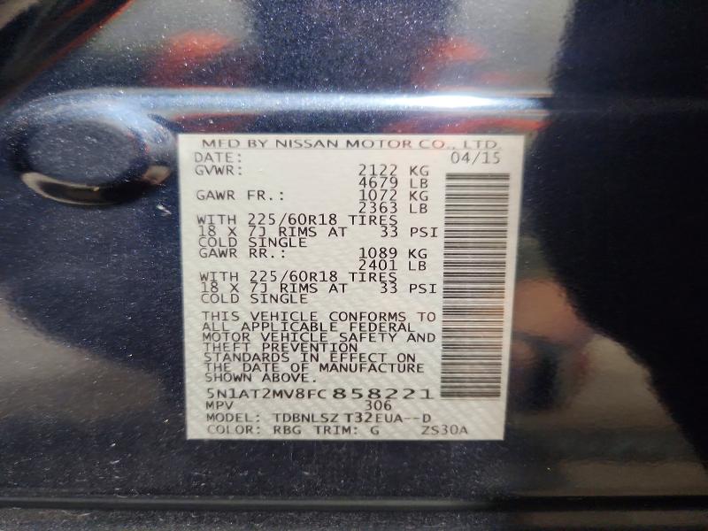 Продаж на аукціоні авто 2015 Nissan Rogue, vin: 5N1AT2MV8FC858221, номер лоту: 70993626