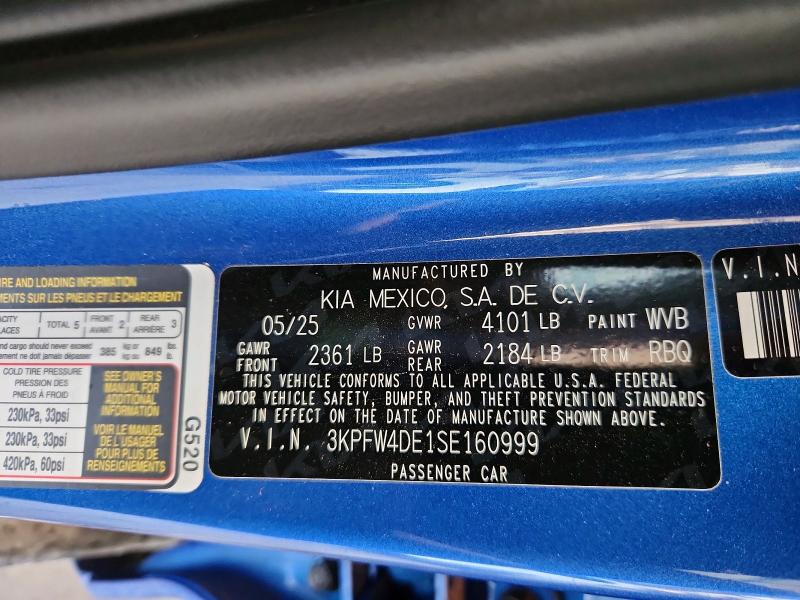 Aukcja sprzedaży 2025 Kia K4, vin: 3KPFW4DE1SE160999, numer aukcji: 70834506