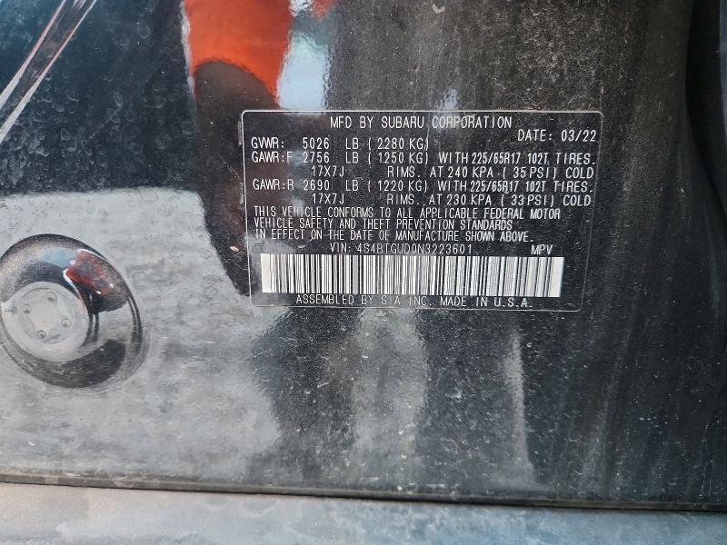Продаж на аукціоні авто 2022 Subaru Outback, vin: 4S4BTGUD0N3223601, номер лоту: 70522756