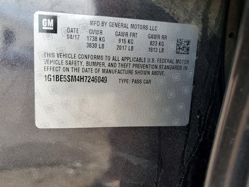 2017 Chevrolet Cruze მანქანა იყიდება აუქციონზე, vin: 1G1BE5SM4H7246049, აუქციონის ნომერი: 67687016