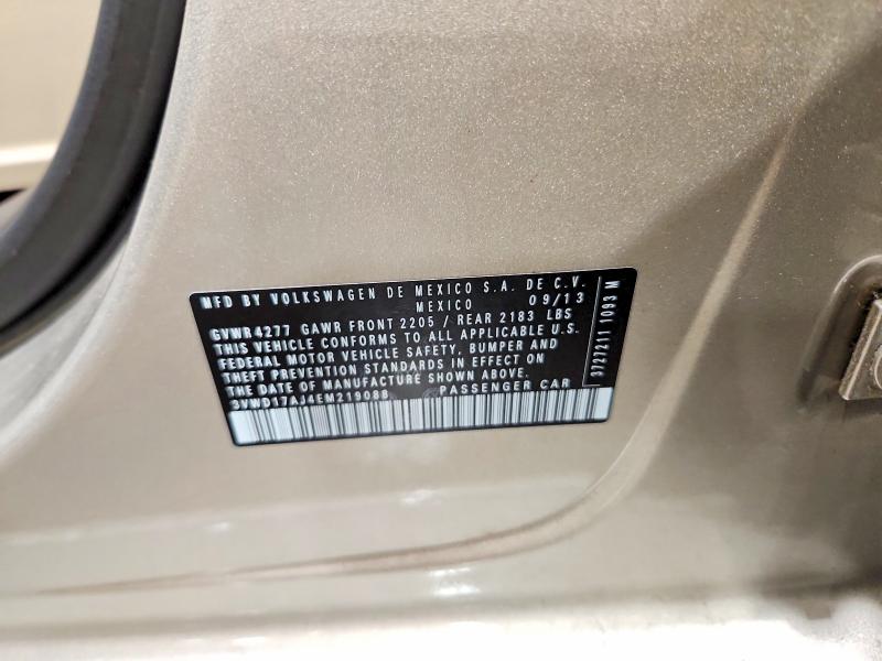 2014 Volkswagen Jetta მანქანა იყიდება აუქციონზე, vin: 3VWD17AJ4EM219088, აუქციონის ნომერი: 67344636