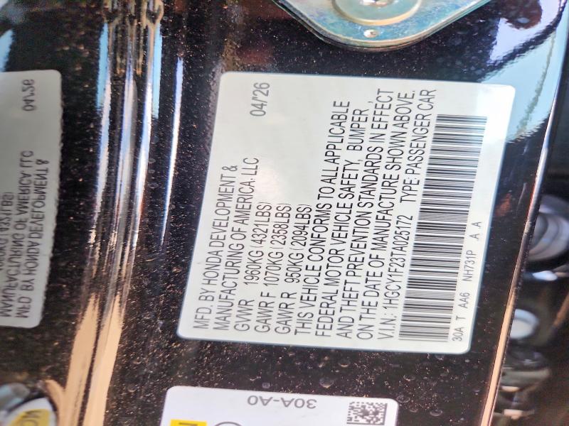 Продажа на аукционе авто 2026 Honda Accord, vin: 1HGCY1F23TA025172, номер лота: 67503226