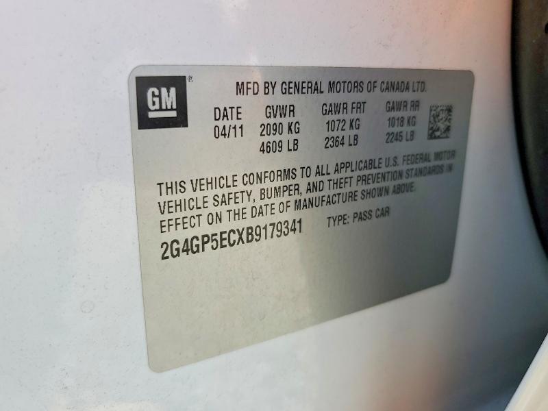 2011 Buick Regal მანქანა იყიდება აუქციონზე, vin: 2G4GP5ECXB9179341, აუქციონის ნომერი: 66717936