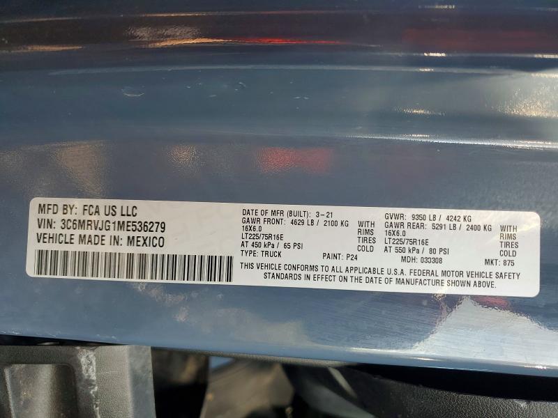 Aukcja sprzedaży 2021 Ram Promaster 3500, vin: 3C6MRVJG1ME536279, numer aukcji: 67440166