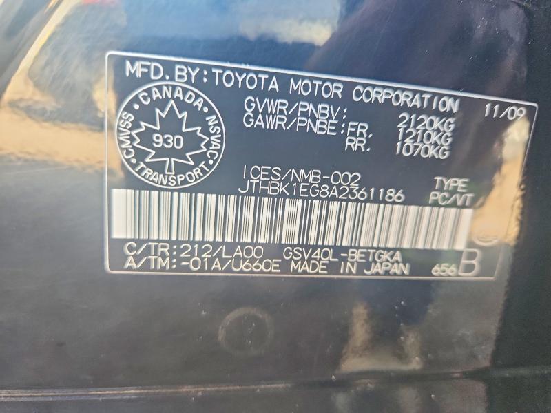 Aukcja sprzedaży 2010 Lexus Es, vin: JTHBK1EG8A2361186, numer aukcji: 68590586