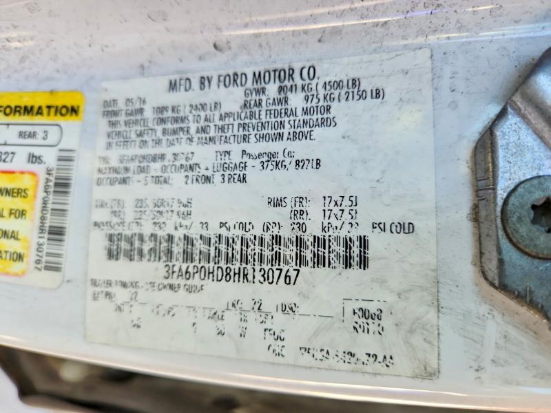 Продаж на аукціоні авто 2017 Ford Fusion, vin: 3FA6P0HD8HR130767, номер лоту: 67605346