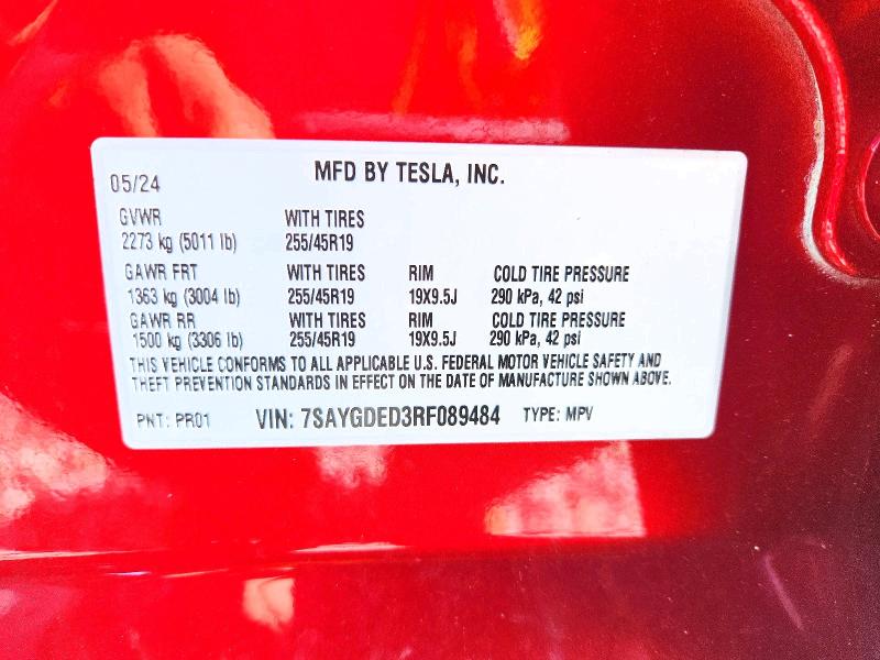 Auction sale of the 2024 Tesla Model Y, vin: 7SAYGDED3RF089484, lot number: 67418126