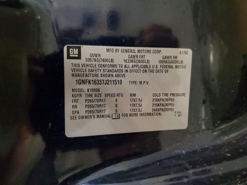 71127806 :رقم المزاد ، 1GNFK16337J211510 vin ، 2007 Chevrolet Suburban مزاد بيع