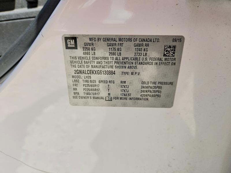 67176596 :رقم المزاد ، 2GNALCEKXG6130884 vin ، 2016 Chevrolet Equinox مزاد بيع