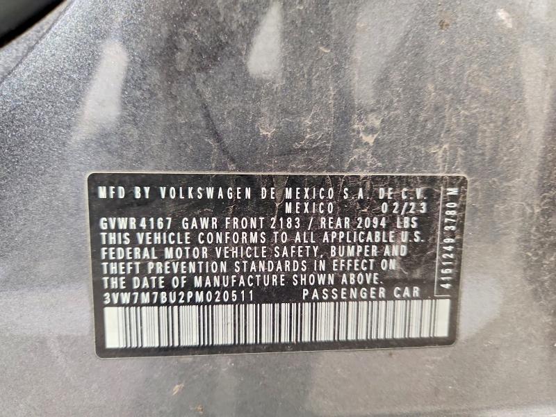 2023 Volkswagen Jetta მანქანა იყიდება აუქციონზე, vin: 3VW7M7BU2PM020511, აუქციონის ნომერი: 68190406