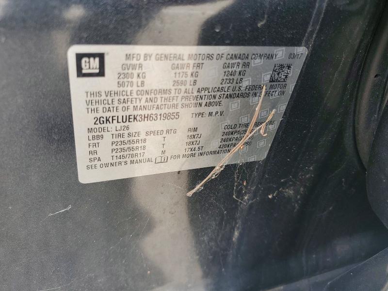 Aukcja sprzedaży 2017 Gmc Terrain, vin: 2GKFLUEK3H6319855, numer aukcji: 68195116