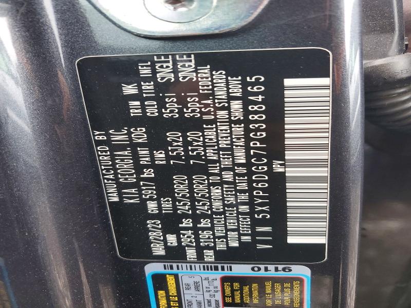 67733886 :رقم المزاد ، 5XYP6DGC7PG388465 vin ، 2023 Kia Telluride مزاد بيع