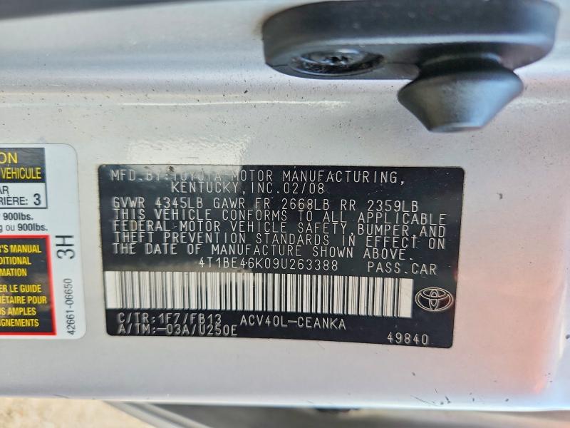 Aukcja sprzedaży 2009 Toyota Camry, vin: 4T1BE46K09U263388, numer aukcji: 67324046